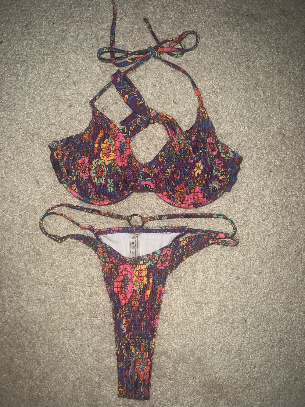 SHEIN Purple Multicolor Floral Underwire Bikini Set